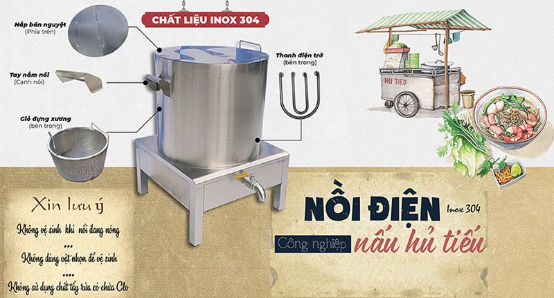 Nồi nấu hủ tiếu inox điện